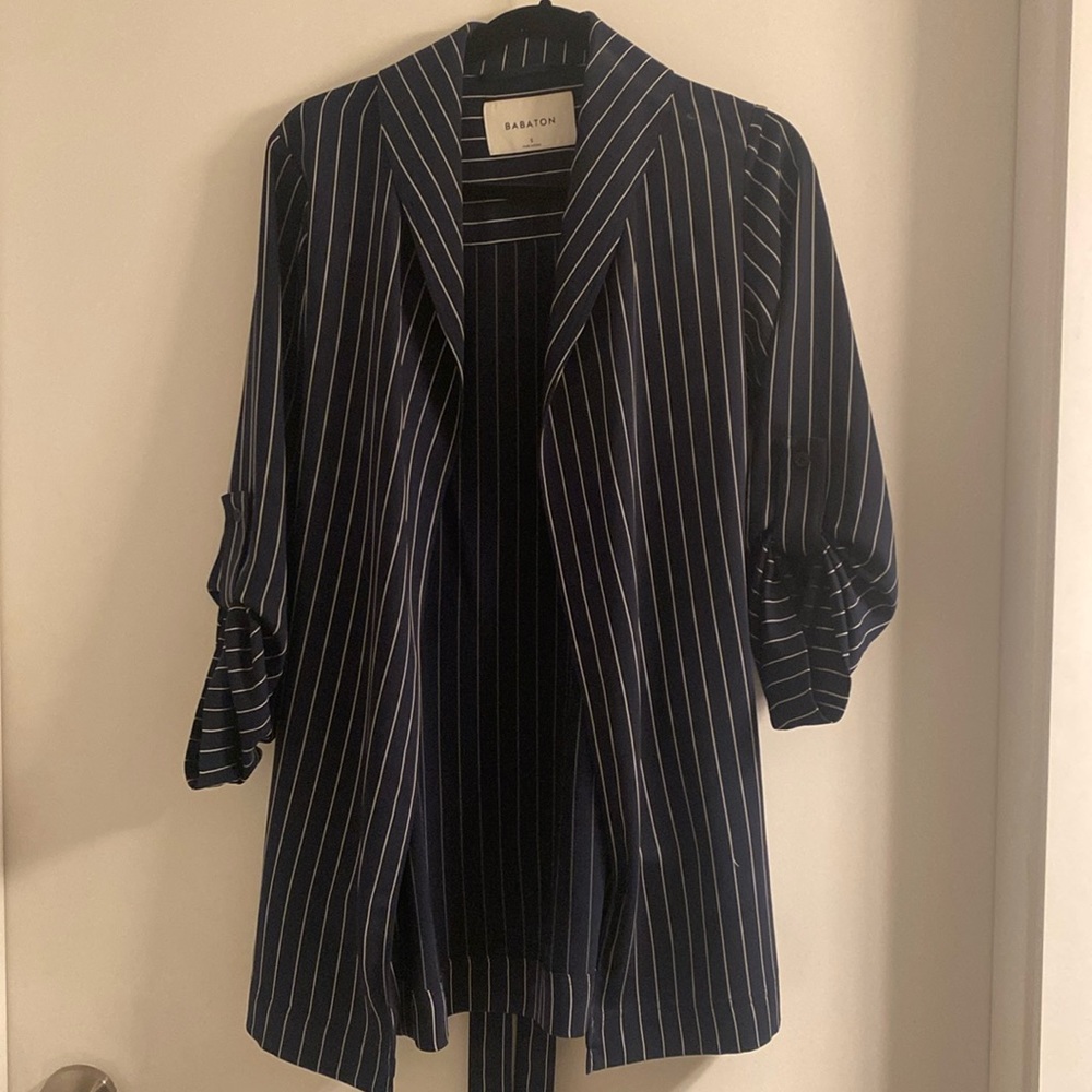 Babaton navy pinstripe blazer